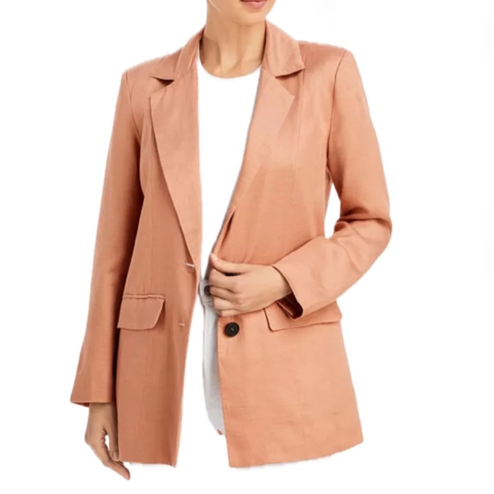 Avec Les Filles Relaxed Fit Linen Blend Blazer